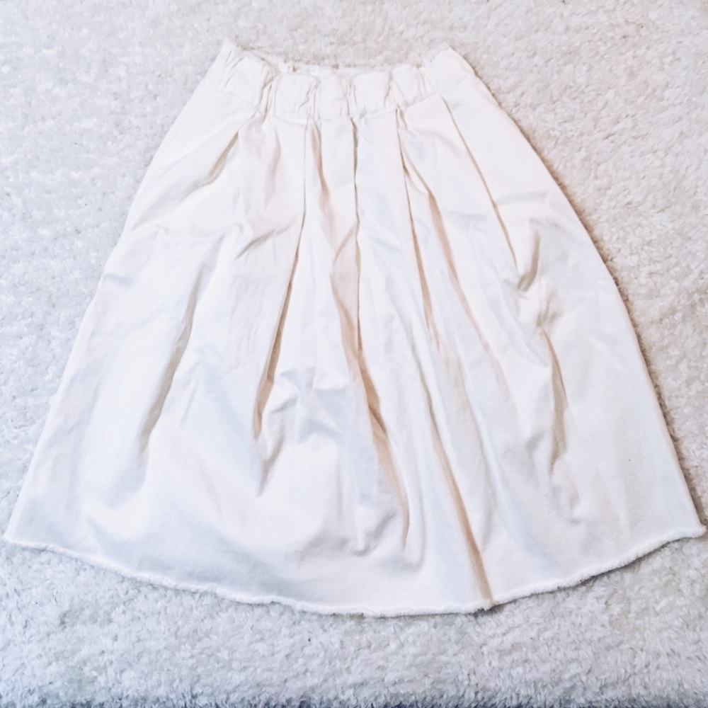 Zara white denim pleated skirt